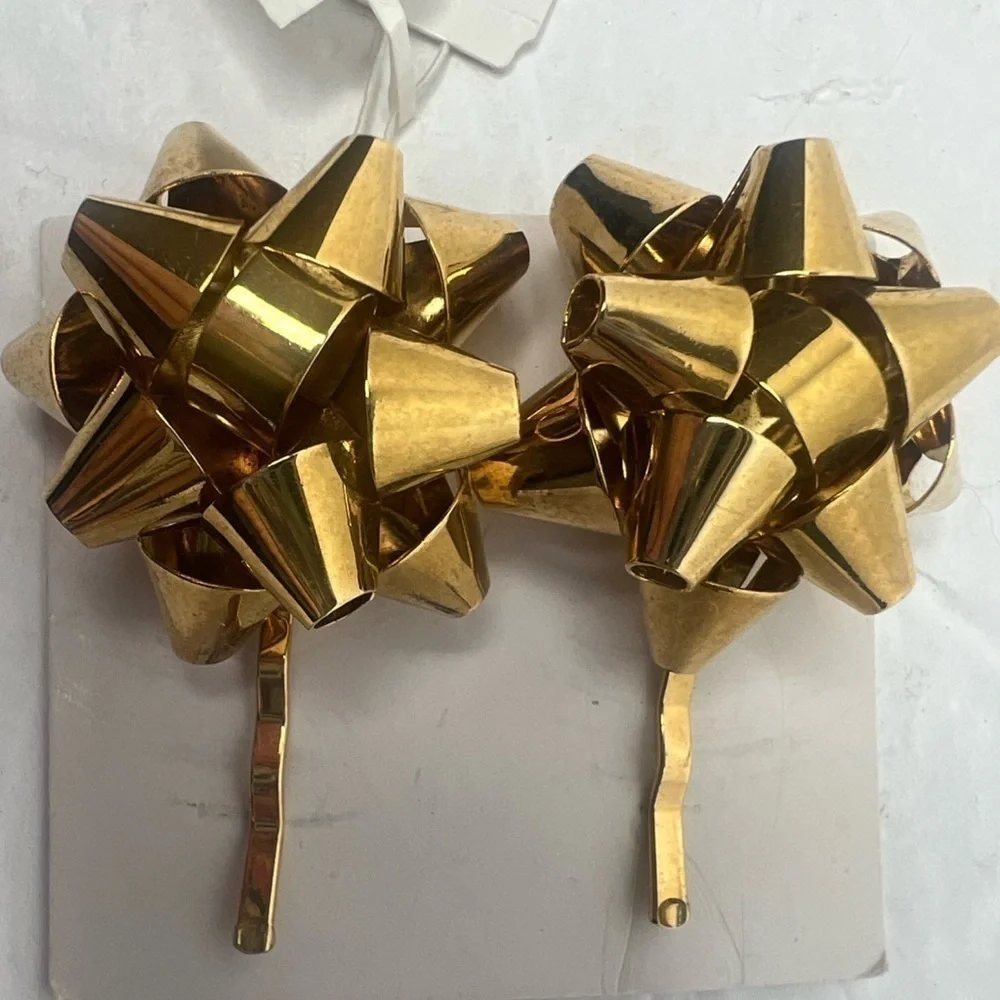 KATE SPADE VINTAGE BOURGEBOW BOW GOLD HAIR CLIPS BARRETTE GRIPS CHRISTMAS PINS
